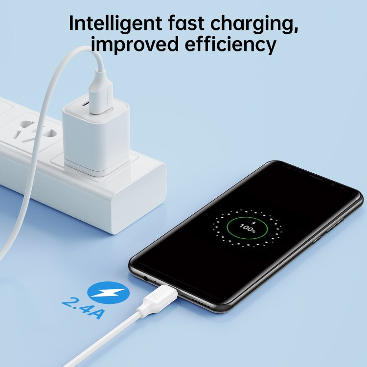 JOYROOM S-UM018A9 2.4A USB to Micro USB Fast Charging Data Cable, Length:1m(White)