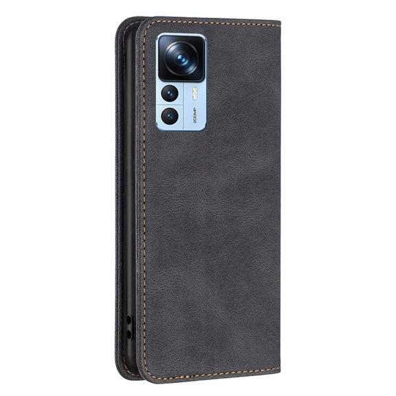 For Xiaomi 12T / 12T Pro / Redmi K50 Ultra Magnetic RFID Blocking Anti-Theft Leather Phone Case(Black)