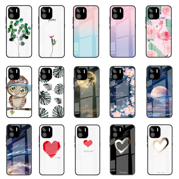 For Xiaomi Redmi A1 4G Colorful Painted Glass Phone Case(Flower)