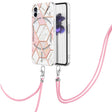 For Nothing Phone 1 Electroplating Splicing Marble TPU Phone Case with Lanyard(Pink White) - Nothing Cases by PMC TechLife | Online Shopping South Africa | PMC TechLife | Buy Now Pay Later Mobicred