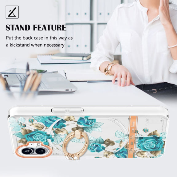 For Nothing Phone 1 Flowers Series TPU Phone Case(Blue Rose)