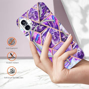 For Nothing Phone 1 Electroplating Splicing Marble TPU Phone Case(Dark Purple)