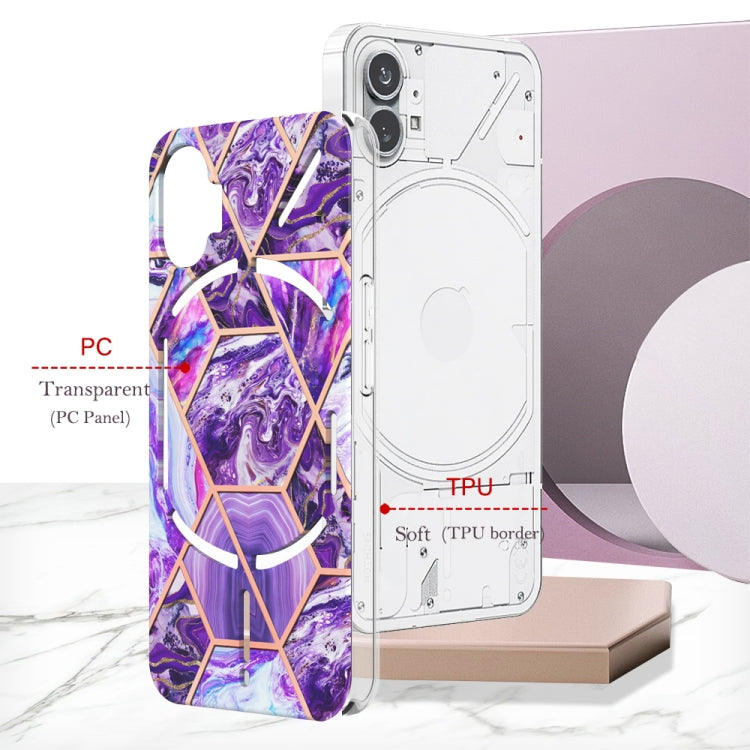 For Nothing Phone 1 Electroplating Splicing Marble TPU Phone Case(Dark Purple)