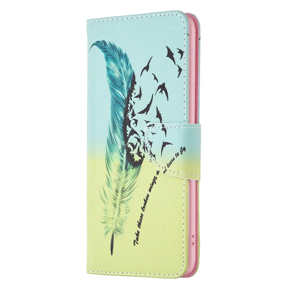For Samsung Galaxy A14 5G Drawing Pattern Leather Phone Case(Feather)