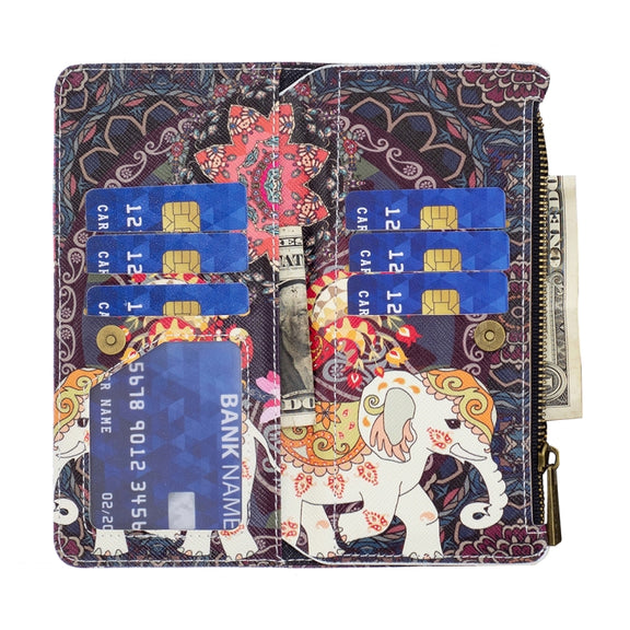 For Samsung Galaxy A14 5G Colored Drawing Pattern Zipper Leather Phone Case(Flower Elephants)