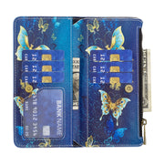 For Samsung Galaxy A14 5G Colored Drawing Pattern Zipper Leather Phone Case(Gold Butterfly)