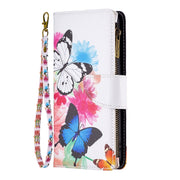 For Samsung Galaxy A14 5G Colored Drawing Pattern Zipper Leather Phone Case(Two Butterflies)