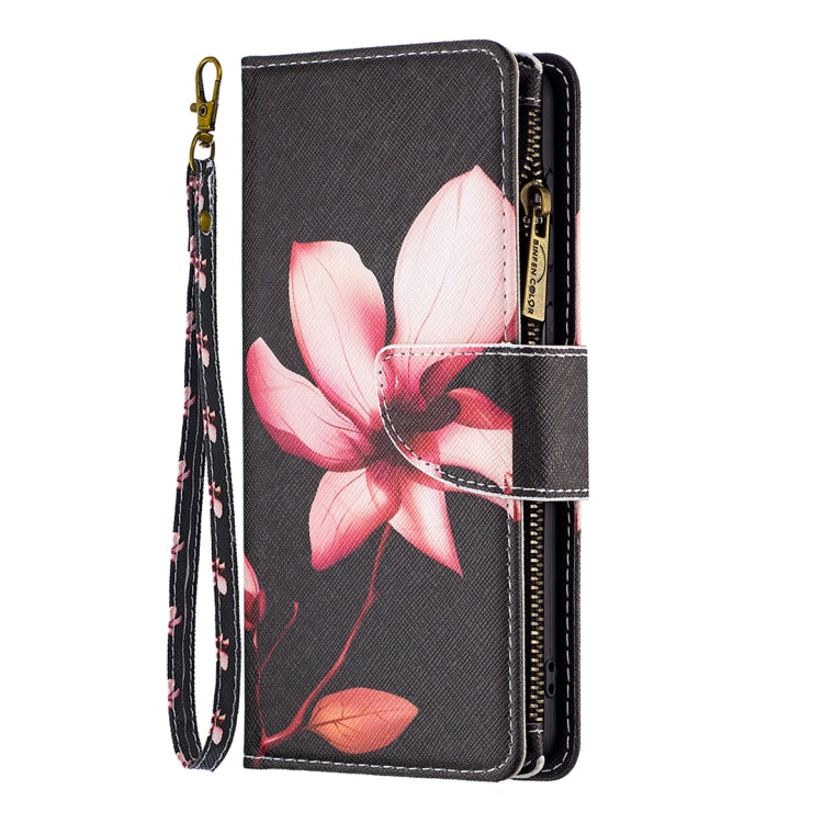 For Samsung Galaxy A14 5G Colored Drawing Pattern Zipper Leather Phone Case(Lotus)