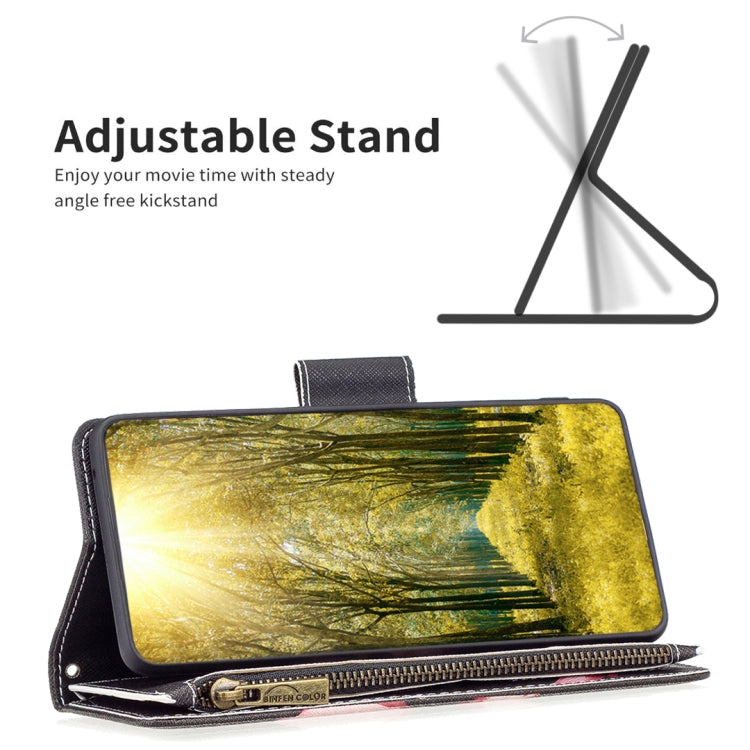 For Samsung Galaxy A14 5G Colored Drawing Pattern Zipper Leather Phone Case(Lotus)