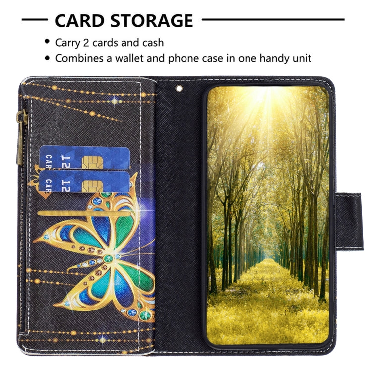 For Samsung Galaxy A14 5G Colored Drawing Pattern Zipper Leather Phone Case(Big Butterfly)