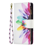 For Samsung Galaxy A14 5G Colored Drawing Pattern Zipper Leather Phone Case(Sun Flower)