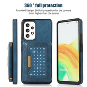 For Samsung Galaxy A52 5G/A52s 5G Three-fold RFID Leather Phone Case with Lanyard(Blue)