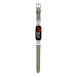 For Xiaomi Mi Band 5 / 6 D-shaped Steel + Genuine Leather Watch Band(Silver Green)