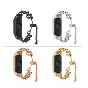 For Xiaomi Mi Band 3 / 4 Bead Steel Chain Metal Watch Band(Rose Gold)