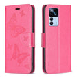 For Xiaomi 12T / 12T Pro / Redmi K50 Ultra Embossing Two Butterflies Pattern Leather Case(Rose Red) - free shipping - PMC TechLife - Order now!