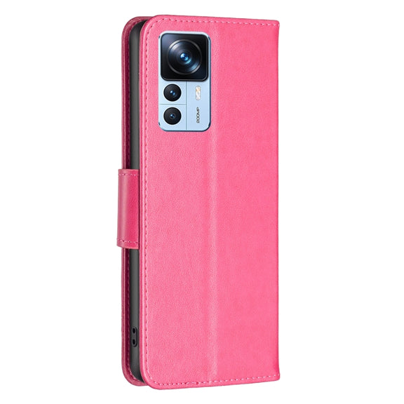 For Xiaomi 12T / 12T Pro / Redmi K50 Ultra Embossing Two Butterflies Pattern Leather Case(Rose Red)