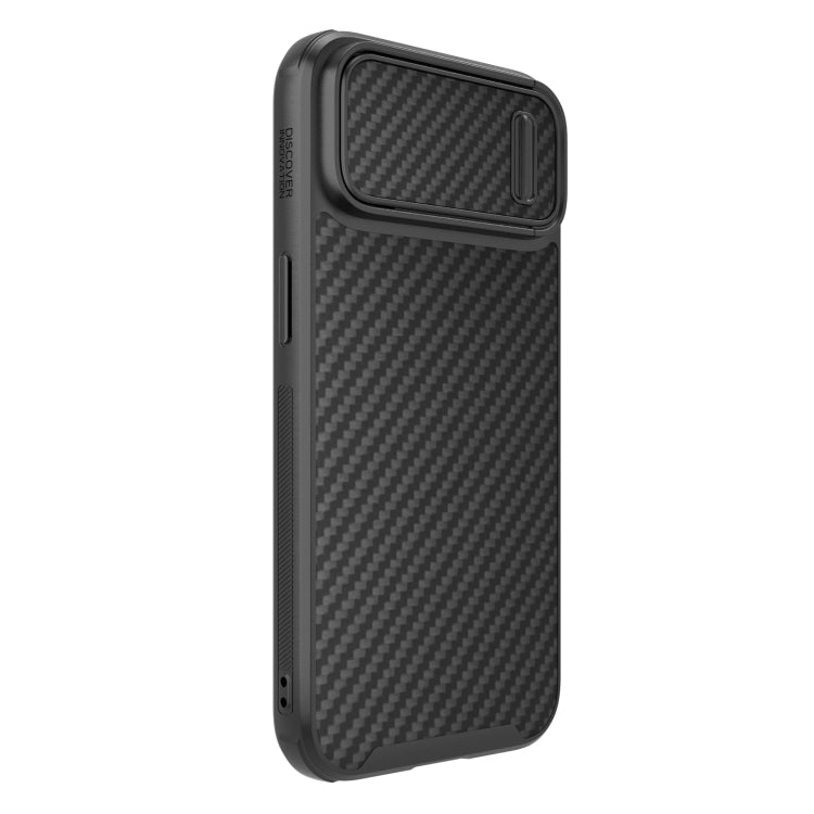 For iPhone 14 NILLKIN Synthetic Fiber Camshield Magnetic Phone Case(Black)