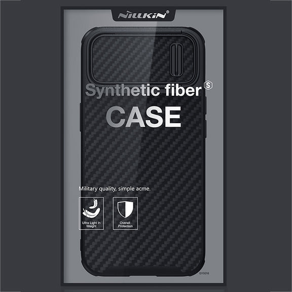 For iPhone 14 Plus NILLKIN Synthetic Fiber Camshield Magnetic Phone Case(Black)