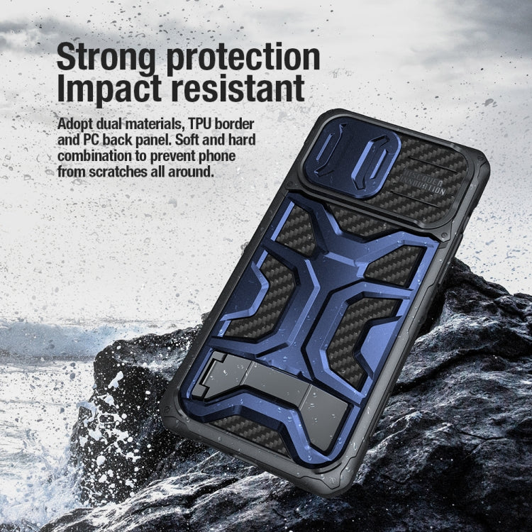 For iPhone 14 Pro Max NILLKIN Sliding Camera Cover Design TPU + PC Phone Case(Blue)