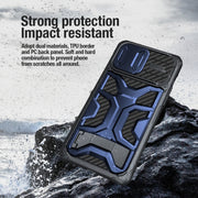 For iPhone 14 Pro Max NILLKIN Sliding Camera Cover Design TPU + PC Phone Case(Blue)