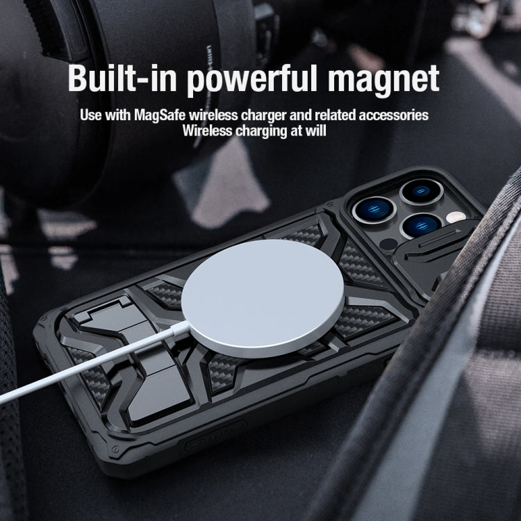 For iPhone 14 Pro Max NILLKIN Sliding Camera Cover Design TPU + PC Magnetic Phone Case(Black)