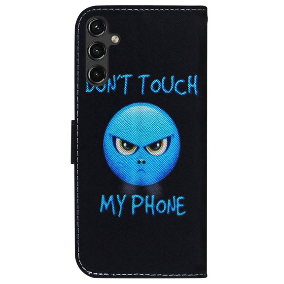 For Samsung Galaxy A14 5G Coloured Drawing Horizontal Flip Leather Phone Case(Anger)