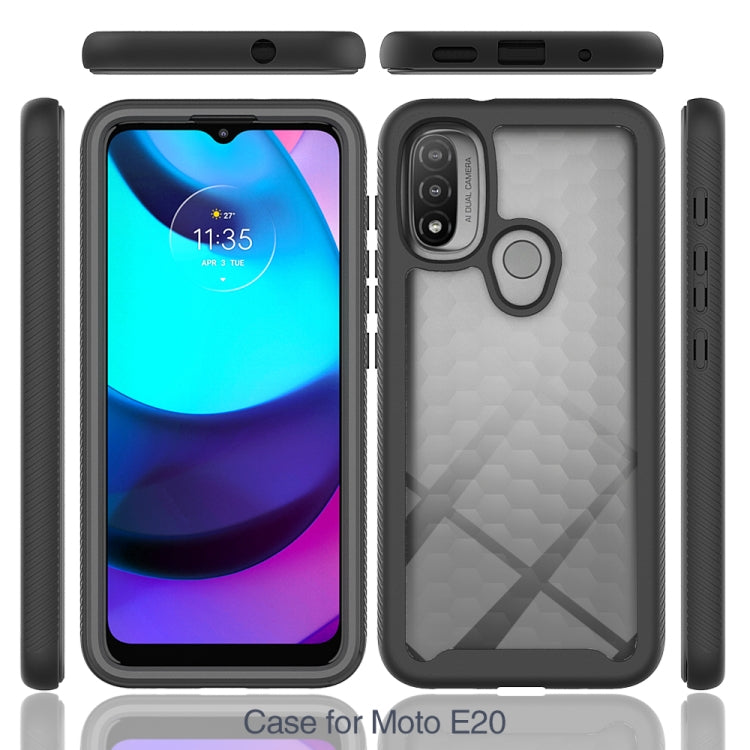 For Motorola Moto E20 Starry Sky Solid Color TPU Clear PC Phone Case(Sky Blue)