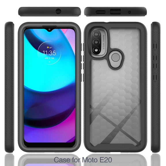 For Motorola Moto E20 Starry Sky Solid Color TPU Clear PC Phone Case(Sky Blue)