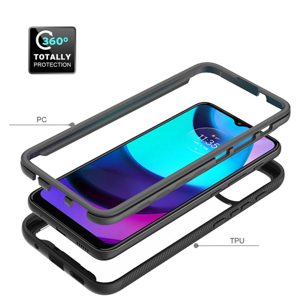 For Motorola Moto E20 Starry Sky Solid Color TPU Clear PC Phone Case(Sky Blue)