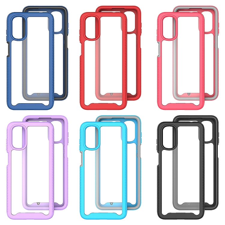 For Motorola Moto G22 / E32 Starry Sky Solid Color TPU Clear PC Phone Case(Sky Blue)