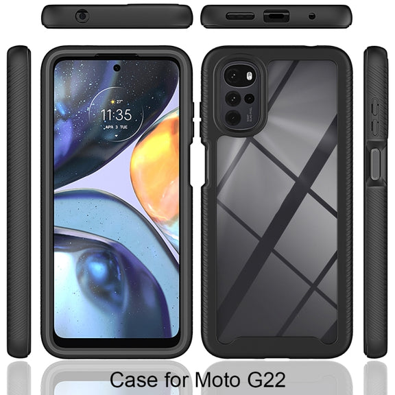 For Motorola Moto G22 / E32 Starry Sky Solid Color TPU Clear PC Phone Case(Sky Blue)