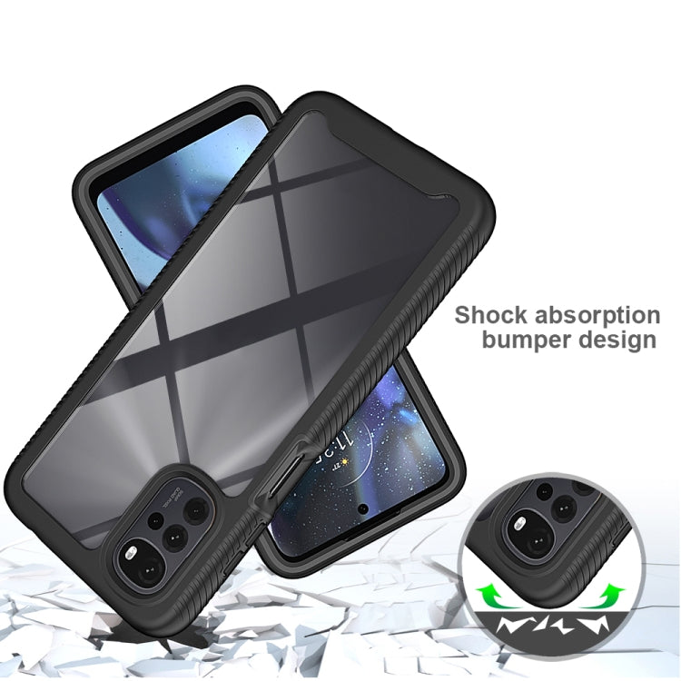 For Motorola Moto G22 / E32 Starry Sky Solid Color TPU Clear PC Phone Case(Sky Blue)