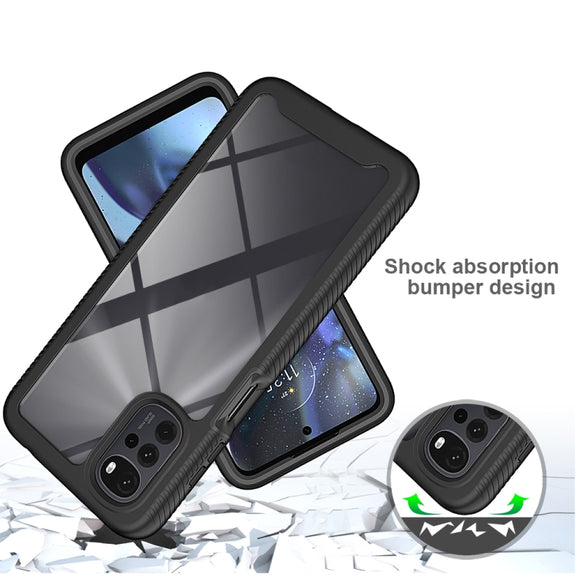 For Motorola Moto G22 / E32 Starry Sky Solid Color TPU Clear PC Phone Case(Sky Blue)
