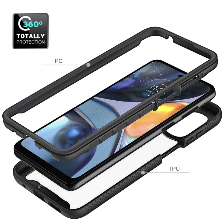 For Motorola Moto G22 / E32 Starry Sky Solid Color TPU Clear PC Phone Case(Sky Blue)