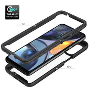 For Motorola Moto G22 / E32 Starry Sky Solid Color TPU Clear PC Phone Case(Sky Blue)