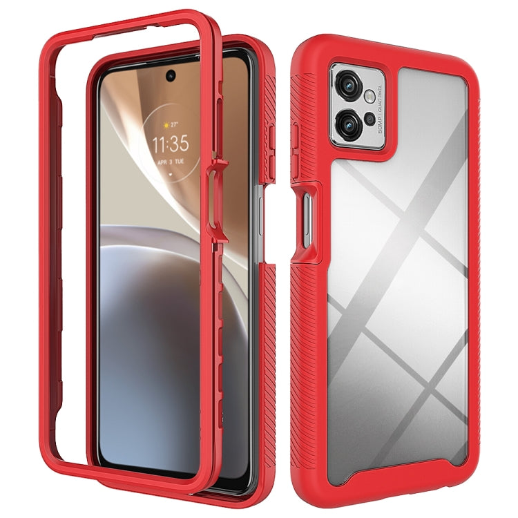 For Motorola Moto G32 Starry Sky Solid Color TPU Clear PC Phone Case(Red)