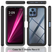 For T-Moblie Revvl 6 5G Starry Sky Solid Color Shockproof TPU Clear PC Phone Case(Black)