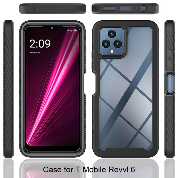 For T-Moblie Revvl 6 5G Starry Sky Solid Color Shockproof TPU Clear PC Phone Case(Black)