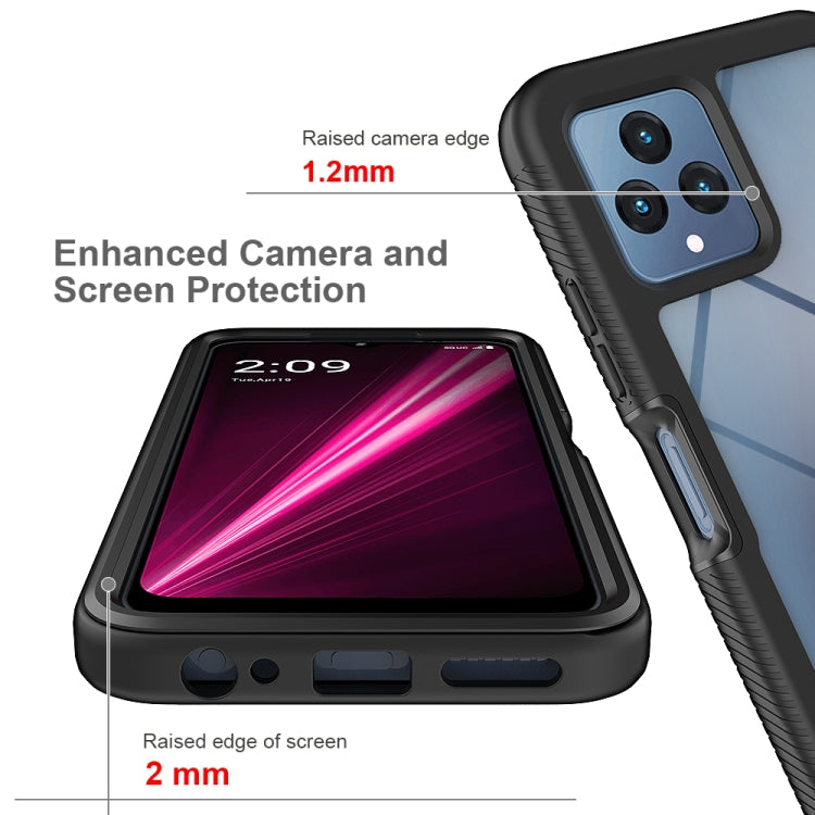 For T-Moblie Revvl 6 5G Starry Sky Solid Color Shockproof TPU Clear PC Phone Case(Black)