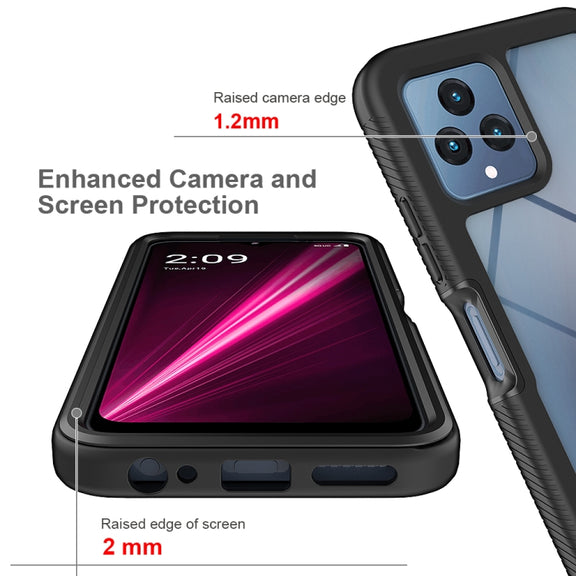 For T-Moblie Revvl 6 5G Starry Sky Solid Color Shockproof TPU Clear PC Phone Case(Black)