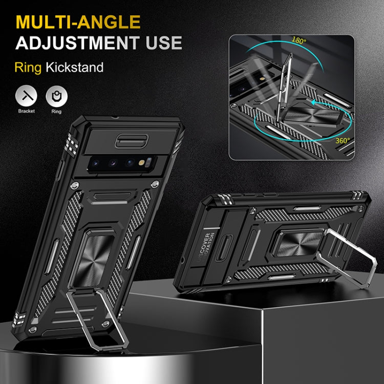 For Samsung Galaxy S10 Armor PC + TPU Camera Shield Phone Case(Black)