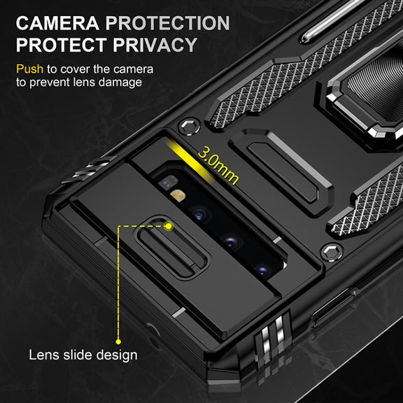 For Samsung Galaxy S10 Armor PC + TPU Camera Shield Phone Case(Black)