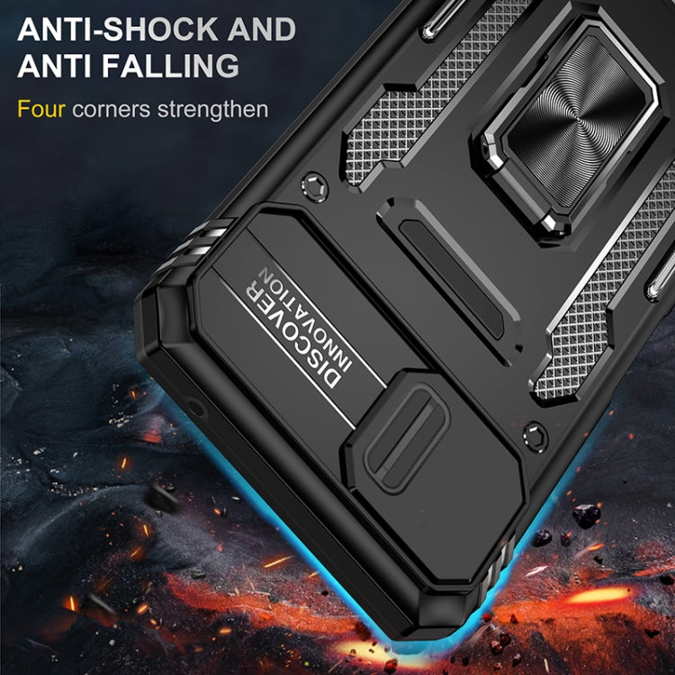 For Samsung Galaxy A22 5G Armor PC + TPU Camera Shield Phone Case(Black)