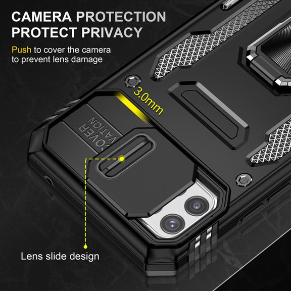 For Samsung Galaxy A22 5G Armor PC + TPU Camera Shield Phone Case(Black)