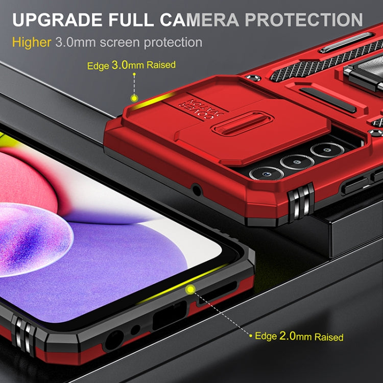 For Samsung Galaxy A03s Armor PC + TPU Camera Shield Phone Case(Red)
