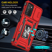 For Samsung Galaxy A03s Armor PC + TPU Camera Shield Phone Case(Red)