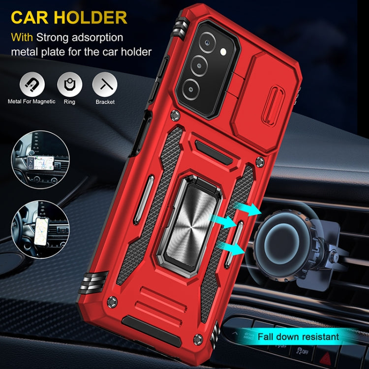 For Samsung Galaxy A03s Armor PC + TPU Camera Shield Phone Case(Red)