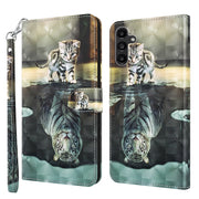 For Samsung Galaxy A14 5G 3D Painting Pattern TPU + PU Phone Case(Cat Tiger)