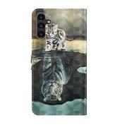 For Samsung Galaxy A14 5G 3D Painting Pattern TPU + PU Phone Case(Cat Tiger)