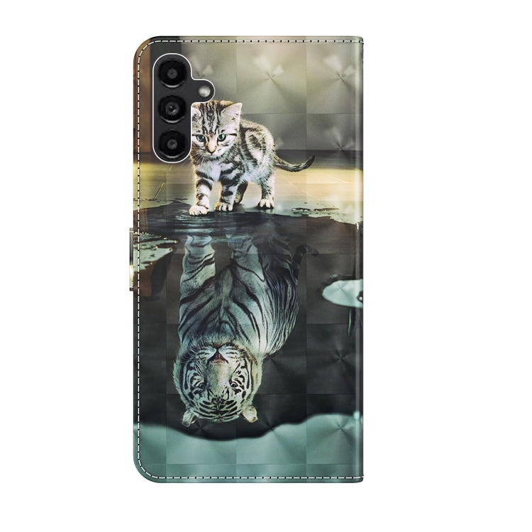 For Samsung Galaxy A14 5G 3D Painting Pattern TPU + PU Phone Case(Cat Tiger)